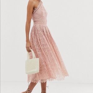 Asos Tall lace midi dress with pinny bodice